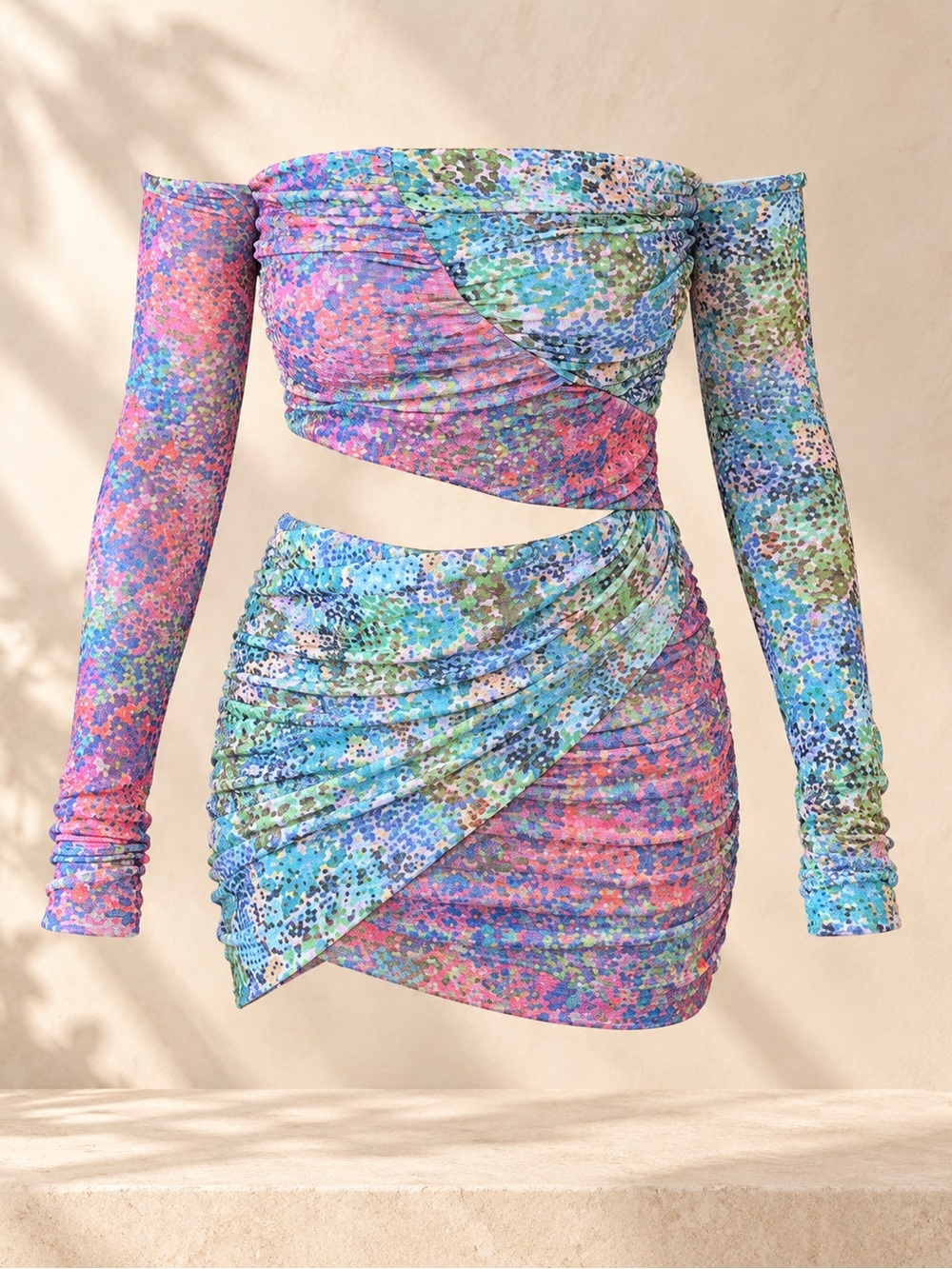 NBD Multi-Color Ruched Floral cut out mini dress - new with tags